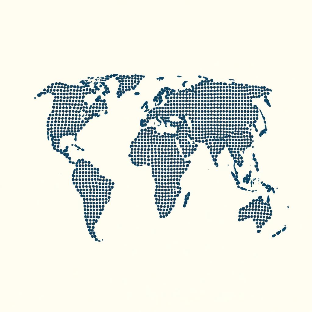A dotted world map — people everywhere, one conversation